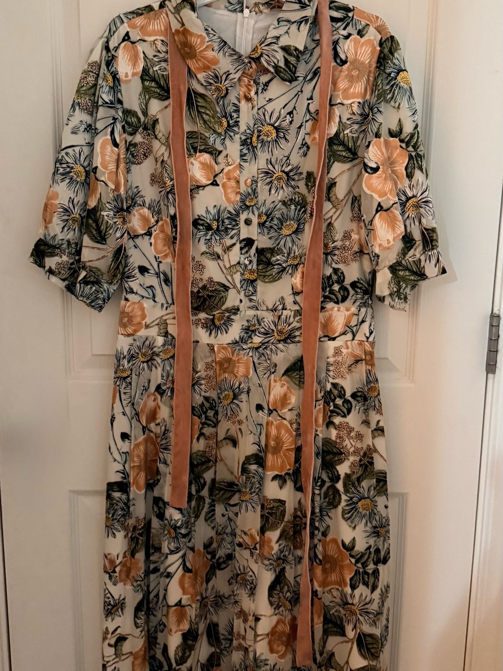Ivy City Co Cream Maxi Dress with Peach Floral Print